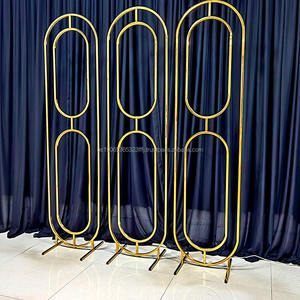เฟอร์รุน รับตกแต่งงานแต่งงานแบบเรียบง่าย โครงโลหะสแตนเลสสีทองโค้ง สำหรับฉากหลัง ขายส่ง รุ่น BJ - Product Image 5