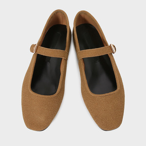 Zapatos <span class=keywords><strong>de</strong></span> Mujer Otoño 2025, Color Marrón Amarillo Oscuro, Estilo Retro <span class=keywords><strong>de</strong></span> <span class=keywords><strong>Ballet</strong></span>, con una Sola Correa y un Botón - Product Image 2