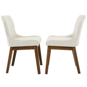 Modern Ellis Dining Chair <b>Set</b> of 2 - Beige <b>Linen</b> for Dining Room, Kitchen, Restaurant with Solid Wood Legs - Product Image 5