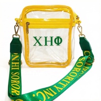 Sac bandoulière transparent en PVC personnalisable avec tous les logos de lettres grecques de sororités – Charmant sac de tous les jours