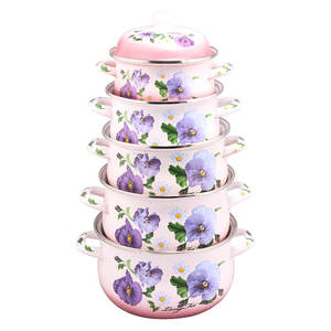 <span class=keywords><strong>Set</strong></span> di 5 Pentole Smaltate di Alta Qualità Stile Americano <span class=keywords><strong>Set</strong></span> di Pentole Sostenibili per Cucina Domestica - Product Image 1