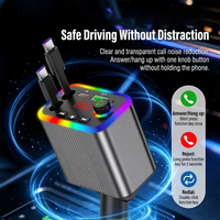 Chargeur de voiture rapide 5-en-1 en alliage d'aluminium 100W avec câble rétractable Type-C et ports USB 5V/2.4A, lumière étoilée pour montre connectée et téléphone