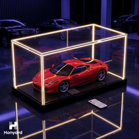 Vitrine en acrylique avec éclairage LED pour modèles réduits de voitures, transparente, anti-poussière, avec base amovible personnalisable, 1:18 1:24