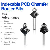 Fraise à chanfreiner indexable en carbure avec guide à roulement, insert 4 faces 45° °   Fraiseuse de profilage de bords pour le travail du bois CNC