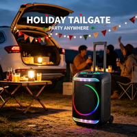 GENCE Enceinte active sur chariot professionnelle 12 pouces avec égaliseur DSP, USB, micro sans fil, batterie et éclairage RGB pour l'éducation scolaire