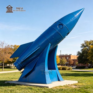 Sculpture <span class=keywords><strong>de</strong></span> fusée TREVI en acier inoxydable avec grand miroir |   Statue moderne en métal pour l'extérieur, idéale pour les places et les lieux culturels publics - Product Image 2