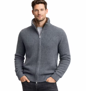 <span class=keywords><strong>Cardigan</strong></span> da <span class=keywords><strong>Uomo</strong></span> Personalizzato in Lana Cashmere Blu Navy, Comodo Maglione Invernale <span class=keywords><strong>con</strong></span> <span class=keywords><strong>Cerniera</strong></span> Intera, Collo Staccabile in Pelliccia Sintetica, Doppia <span class=keywords><strong>Cerniera</strong></span> Intrecciata - Product Image 5