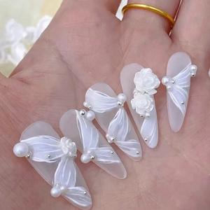 Logotipo personalizado zapatos <span class=keywords><strong>de</strong></span> ballet francés modelo acrílico medio parche <span class=keywords><strong>de</strong></span> <span class=keywords><strong>uñas</strong></span> postizas pegamento nacarado Camelia armadura diseño banda <span class=keywords><strong>de</strong></span> <span class=keywords><strong>uñas</strong></span> artificiales - Product Image 2