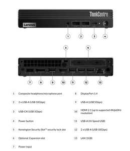 Lenovo ThinkCentre m70q Gen5 Intel Core I3-14100T 8GB DDR5 256GB SSD Intel q670 Wi-Fi 6E 1L kinh doanh Mini <span class=keywords><strong>PC</strong></span> Máy tính để bàn - Product Image 6