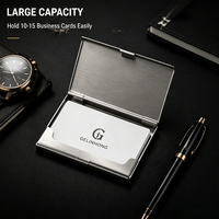 Porte-cartes de visite en métal de luxe avec logo personnalisé, étui à nom en acier inoxydable, design élégant, format de poche, boîte cadeau personnalisée