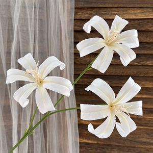 Fleurs artificielles Pingping, fleurs de lys imprimées en 3D, 3 têtes, fleurs artificielles en soie pour décoration de mariage et d'hôtel - Product Image 4
