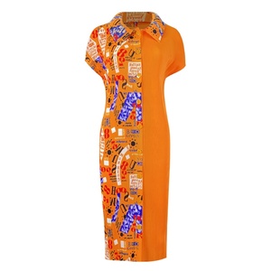 Vestido de Verano 2025 para Mujer, Talla Grande, Estilo Miyake, Falda Plisada, Encaje, Cierre de Botón, Panel con Letras Estampadas, Top Largo Holgado - Product Image 6