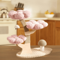Arbre à chat multifonctionnel en forme de fleur et lit pour chat avec structure d'escalade et griffoirs durables et résistants aux rayures
