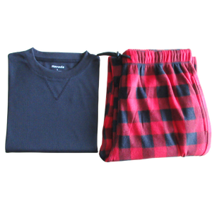 All'ingrosso Stock all'ingrosso inverno da <span class=keywords><strong>uomo</strong></span> 2 pezzi in tinta unita Plaid Waffle a manica lunga <span class=keywords><strong>camicia</strong></span> top <span class=keywords><strong>pigiama</strong></span> termico Set di biancheria intima da <span class=keywords><strong>uomo</strong></span> - Product Image 3