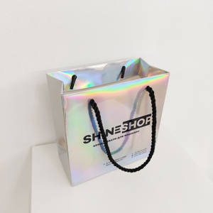 Bolsa de Papel con Logotipo Personalizado con Holograma Láser, Bolsa de Papel de Color Holográfico para Regalos de Joyería, Embalaje de Maquillaje, Bolsa de Papel para Cosméticos - Product Image 1