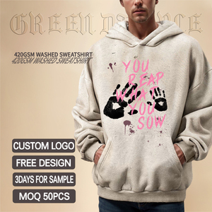Sweat à capuche pour homme en coton 100% lavé style vintage personnalisé, style streetwear, impression <span class=keywords><strong>d</strong></span>élavée à l'acide, OEM - Product Image 2