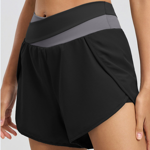 Shorts de fitness pour femmes à la mode avec ceinture croisée et technologie d'évacuation de l'humidité - Product Image 3