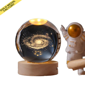 Lampe boule de cristal d'art 3D cadeau Bola Cristal Luz de noche système solaire boule de verre cristal blanc décoration de la maison de bureau veilleuse LED - Product Image 1