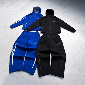 Ensemble de survêtement léger en nylon avec veste coupe-vent à fermeture éclair et pantalon en nylon, personnalisé en usine - Product Image 1