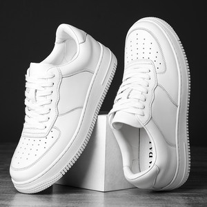 Men's White Sneakers Genuine Leather Low Heel Breathable Casual Shoes for Leisure <b>Walking</b> Style - Product Image 4