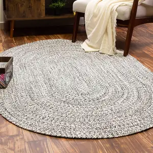 mixed gray white 6' x 9' custom Super Area Rugs Farmhouse Braided Rug bedroom Reversible handmade Cotton rope woven Carpet