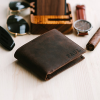 Portefeuille fin personnalisé pour cartes de crédit avec blocage RFID en cuir véritable pour hommes