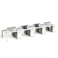 Bureau modulaire moderne 6 places pour espace ouvert, poste de travail collaboratif, mobilier de bureau en bois pour le personnel