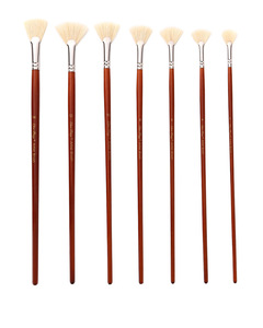 7 pièces longues brosses d'artiste en bois ensemble poils naturels ventilateur de cheveux <span class=keywords><strong>pinceau</strong></span> acrylique aquarelle <span class=keywords><strong>peinture</strong></span> à l'<span class=keywords><strong>huile</strong></span> artistes 32x14cm - Product Image 6