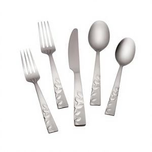 Food Grade Metal Spoon Fork Knife 5 Pcs Abstract Design Cutlery Set BPA Free Sustainable Stainless Steel <b>Flatware</b> Sets Hot Sell - Product Image 1