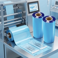 Film indicateur médical pour pochettes de stérilisation CE MDR, CPP PET 5.2s, pour stérilisation à la vapeur (bleu, noir) et à l'oxygène stérile (rose, jaune)