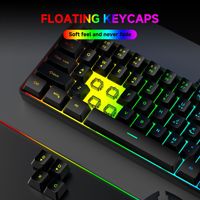 Ensemble clavier-souris filaire USB à 61 touches RVB pour ordinateur portable Mini clavier d'ordinateur de jeu non mécanique Design de film noir et blanc coloré