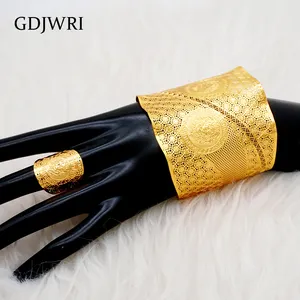 GDJWRI H23 lüks büyük plaka son moda takı hazır dubai altın bileklik seksi kadınlar bilezik ve yüzük