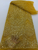 NI.AI Nouveau style Tissu en dentelle à sequins géométriques brodés, entièrement recouvert de sequins, tissu en dentelle perlée courte avec sequins