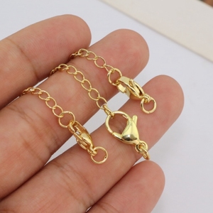 18K Gold Plated Brass <strong>Jewelry</strong> Making Findings Set 5cm Extension Chains with <strong>Lobster</strong> Clasps Necklace &amp; Bracelet Tail Extender - Product Image 3