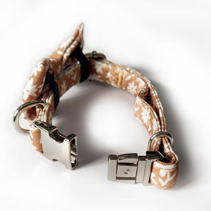 조정 가능한 럭셔리 작은 꽃 프린트 천 나비 넥타이 세트 작은 애완 동물을위한 버클이있는 우아한 애완 동물 목걸이 - Product Image 2