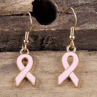 Boucles d'oreilles pendantes tendance en alliage de zinc pour femme, motif ruban rose, sensibilisation au cancer du sein, bijoux fantaisie pour mariage et fête
