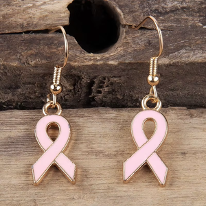 Pendientes de Moda para Mujer, Regalos para Bodas y Fiestas, Pendientes de Aleación de Zinc con Lazo Rosa, Conciencia sobre el Cáncer de Mama - Product Image 4