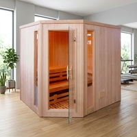 Sauna de Vapor Seco de Infrarrojos Lejanos para 4-6 Personas, de Madera Sólida de Cedro Rojo Canadiense, con Diseño Moderno y Conexión Eléctrica