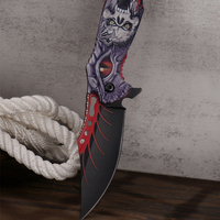 Couteau de poche pliant sans verrouillage, motif crâne de dragon 3D, personnalisé en usine, pour camping en extérieur, outil de coupe de collection en acier inoxydable