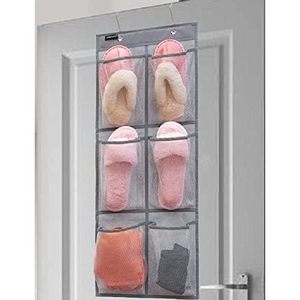 Organisateur de chaussures suspendu pour placard, 12 poches en maille, rangement pour chaussures à suspendre sur la porte, gris - Product Image 3