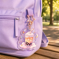 Vente Chaude Porte-clés en Acrylique Transparent Personnalisé, Thème Anime, Dessin Animé, Thé aux Perles, Boba Tea, Vente en Gros