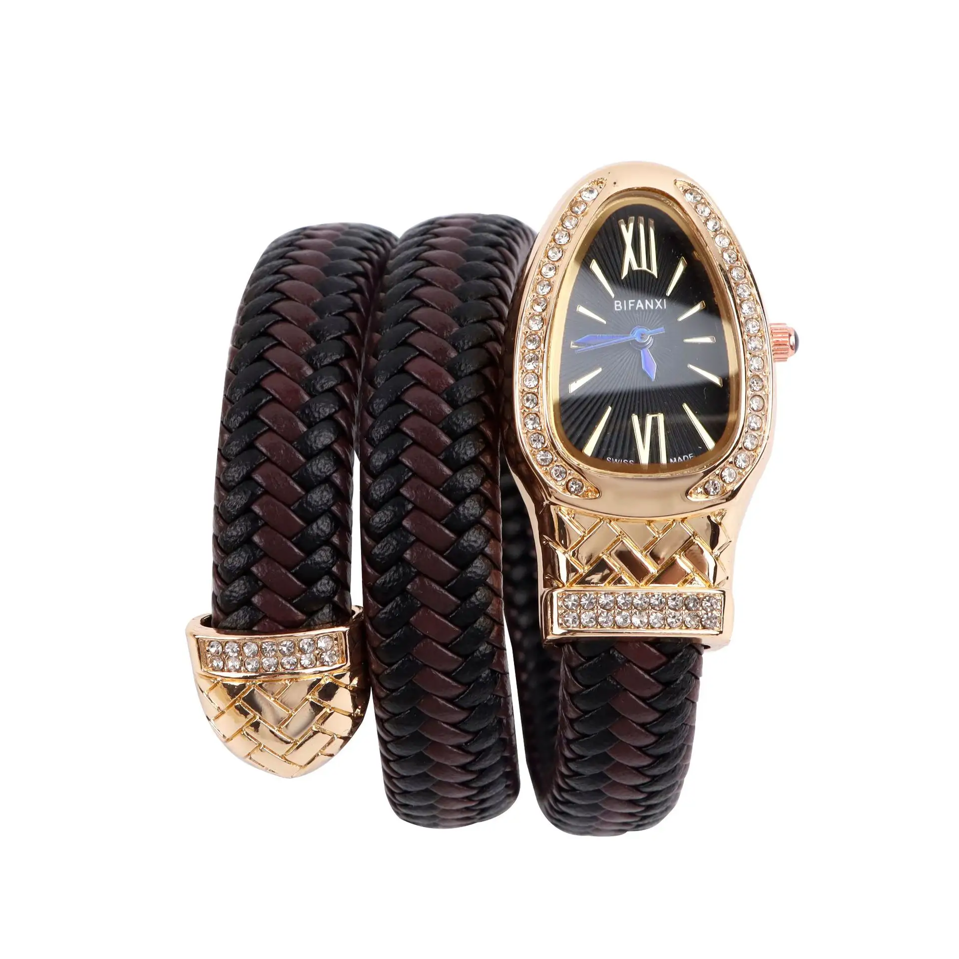 2024 neue Schlange Armbanduhr Mode kreative Persönlichkeit Quarzuhr weibliche Diamant Leder armband Armband