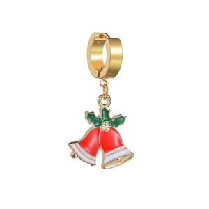 Boucles d'oreilles pendantes personnalisées pour enfants, style hip-hop, plaquées or, en acier inoxydable 316L, boucles d'oreilles créoles pendantes pour enfants, idéales pour Noël - Product Image 6