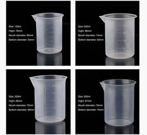 गर्म बिक्री कोई हैंडल नहीं उच्च गुणवत्ता स्नातक प्लास्टिक मापने वाला बीकर कप - Product Image 5