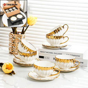 <strong>Turkish</strong> Gold Trip Espresso Cappuccino Nordic Style Eco-Friendly Microwave Safe Luxury Porcelain Customizable <strong>Coffee</strong> <strong>Cup</strong> Saucer - Product Image 6