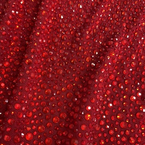 <span class=keywords><strong>Rhinestone</strong></span> váy dệt Màu Đỏ đầy sao pha lê vải lưới đàn hồi cho buổi tối bên mặc - Product Image 2