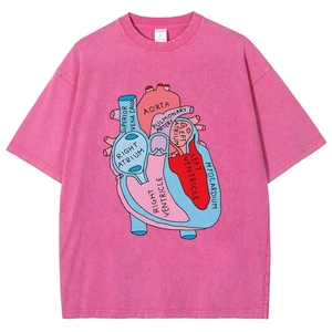 Camiseta Retro de Hombre, 100% Algodón, Tejida, Transpirable, Cuello Redondo, Gruesa, Estilo Vintage, Estampado Animal, Lavado Ácido, Personalizada - Product Image 5