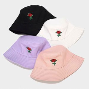 100% Cotton Unisex Fashion Flower Embroidered Bucket <b>Hat</b> Summer Fisherman Cap for <b>Men</b> Women Teens - Product Image 3