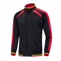 Veste Athlétique Homme Durable Noire et Rouge, Entièrement Zippée, Col Montant, Blocs de Couleurs, Vêtement de Sport pour la Course et les Voyages, Fourniture OEM ODM
