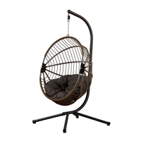 Balançoire à œufs intérieure et extérieure avec support, coussin de chaise suspendu en corde surdimensionnée en forme de cocon, sangle de sécurité, osier de Patio